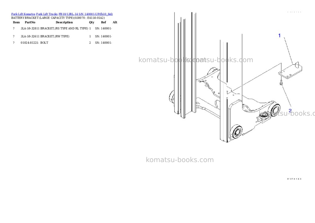 Komatsu FB10/13RL-14 S/N 140001-UP Parts catalog cover Page 6