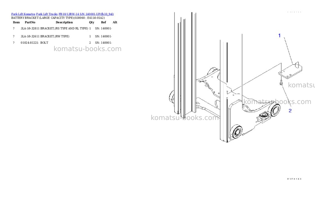 Komatsu FB10/13RW-14 S/N 140001-UP Parts catalog cover Page 5 Komatsu FB10/13RW-14 S/N 140001-UP Parts catalog cover Page 5