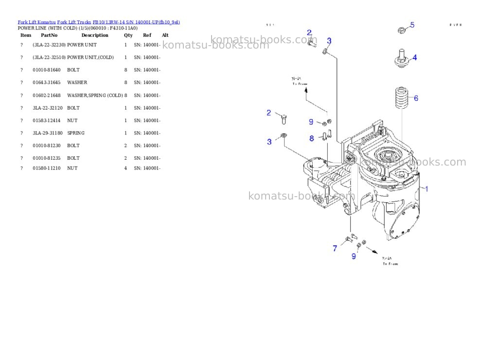 Komatsu FB10/13RW-14 S/N 140001-UP Parts catalog cover Page 8 Komatsu FB10/13RW-14 S/N 140001-UP Parts catalog cover Page 8