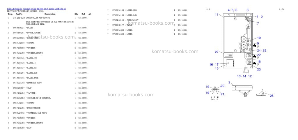Komatsu fb10m-3 s/n 10001-up Parts catalog cover Page 10