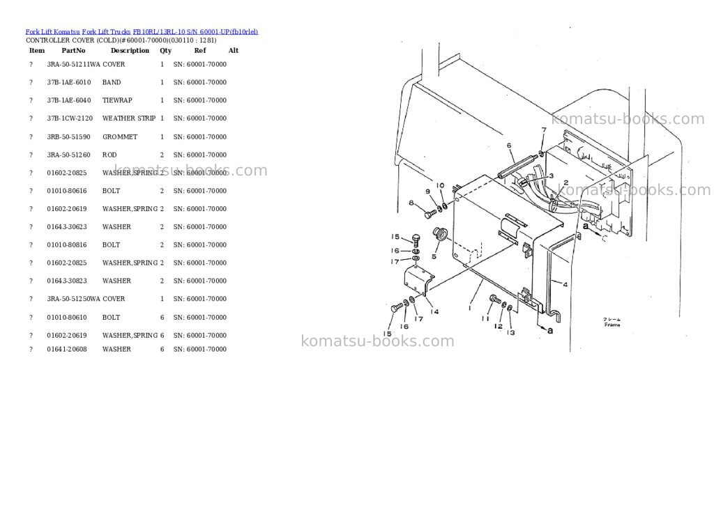 Komatsu fb10rl/13rl-10 s/n 60001-up Parts catalog cover Page 10