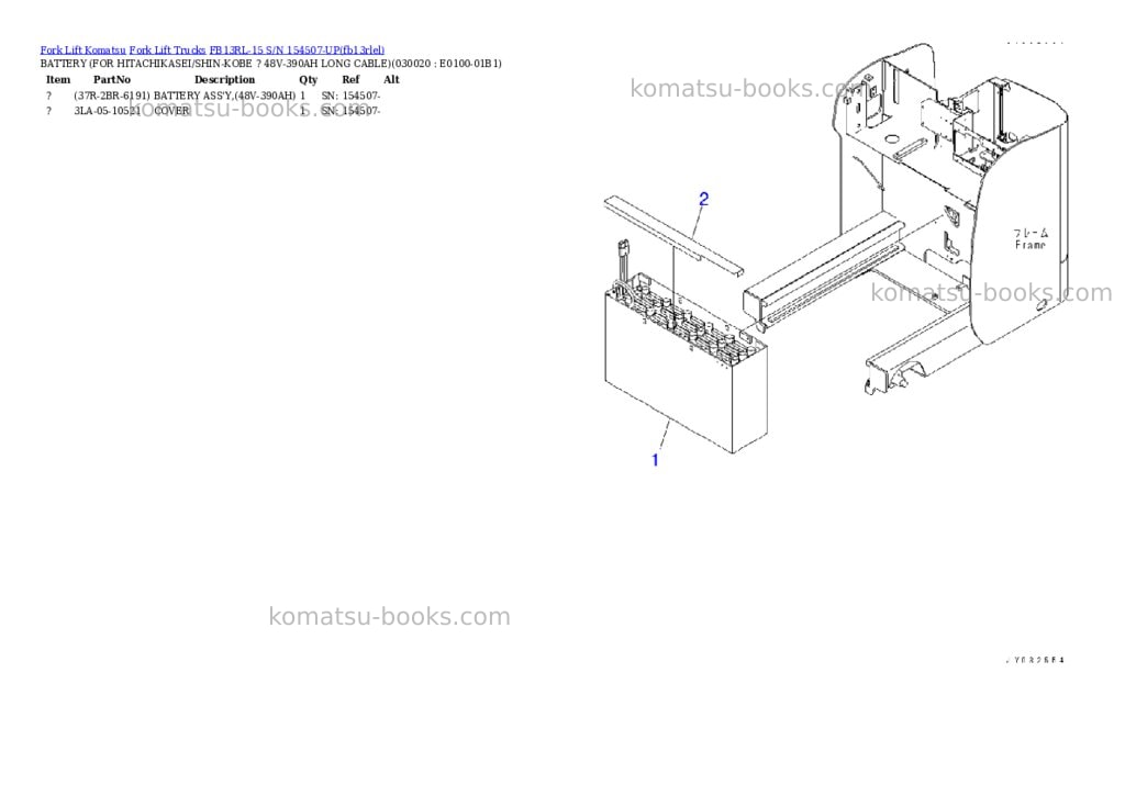 Komatsu FB13RL-15 S/N 154507-UP Parts catalog cover
