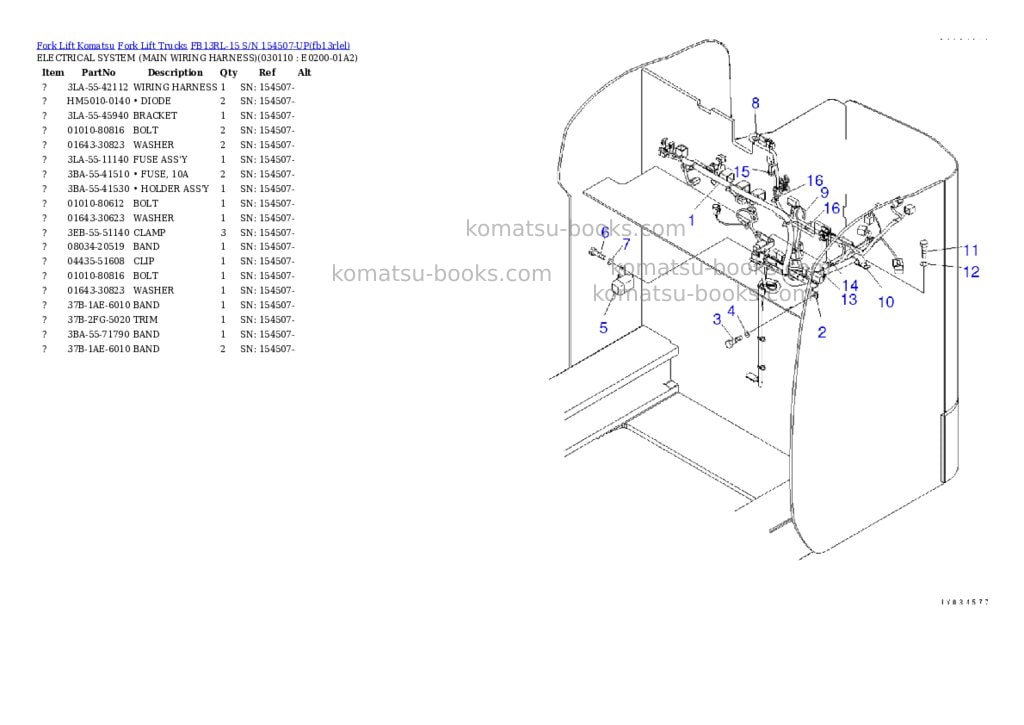 Komatsu FB13RL-15 S/N 154507-UP Parts catalog cover Page 10