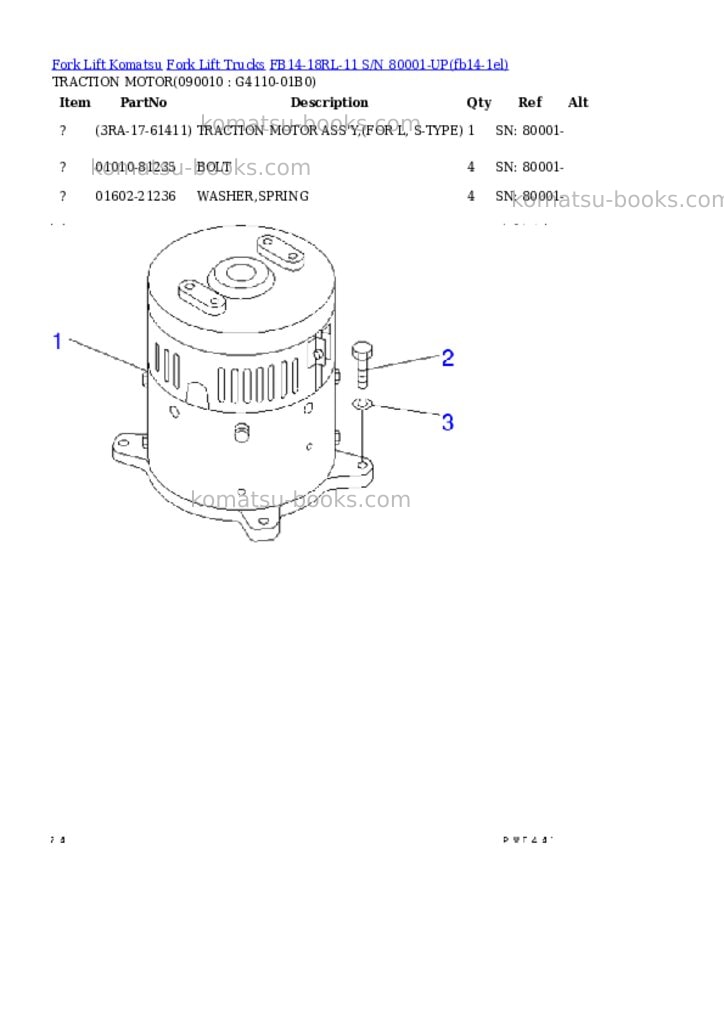 Komatsu fb14-18rl-11 s/n 80001-up Parts catalog cover Page 9 Komatsu fb14-18rl-11 s/n 80001-up Parts catalog cover Page 9