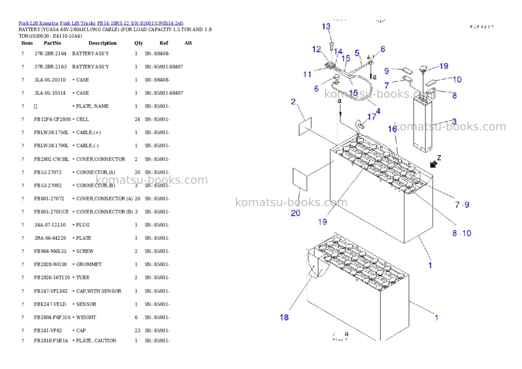 Komatsu FB14-18RS-12 S/N 85001-UP Parts catalog cover Page 2