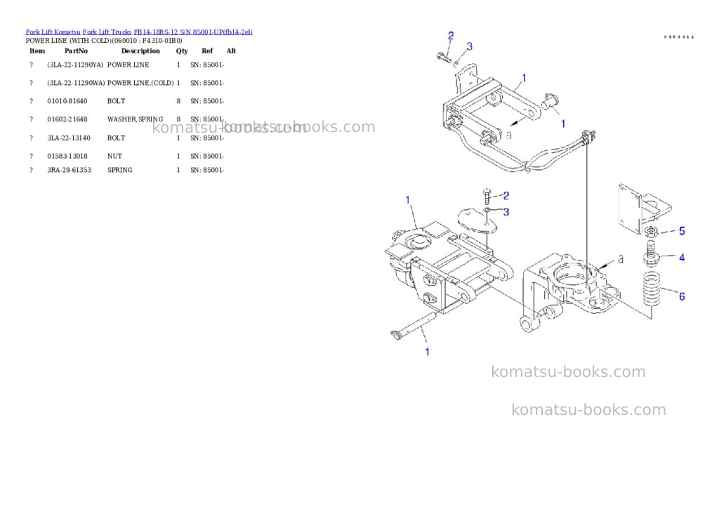 Komatsu FB14-18RS-12 S/N 85001-UP Parts catalog cover Page 5