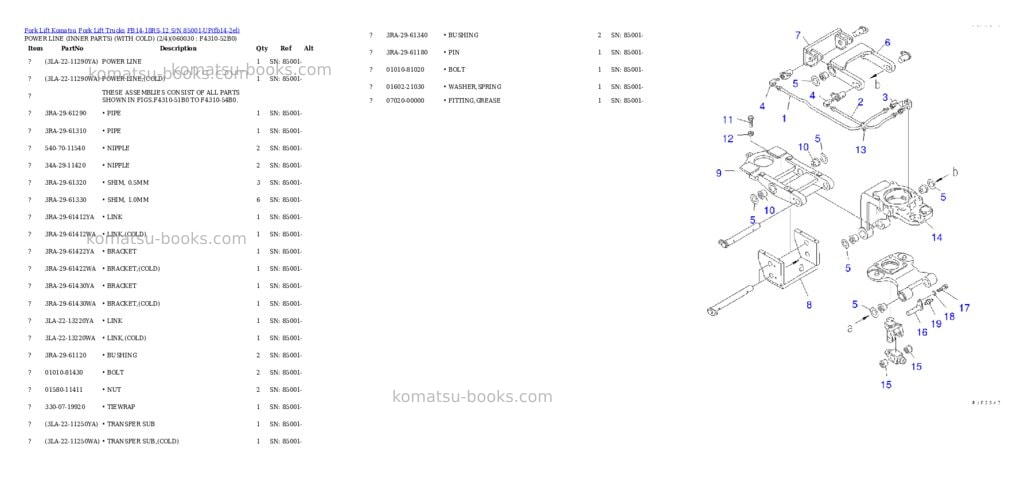 Komatsu FB14-18RS-12 S/N 85001-UP Parts catalog cover Page 7