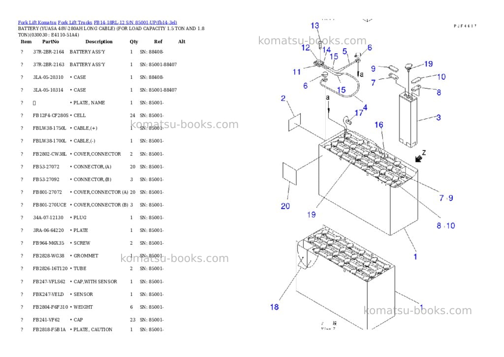 Komatsu fb14-18rl-12 s/n 85001-up Parts catalog cover Page 2 Komatsu fb14-18rl-12 s/n 85001-up Parts catalog cover Page 2