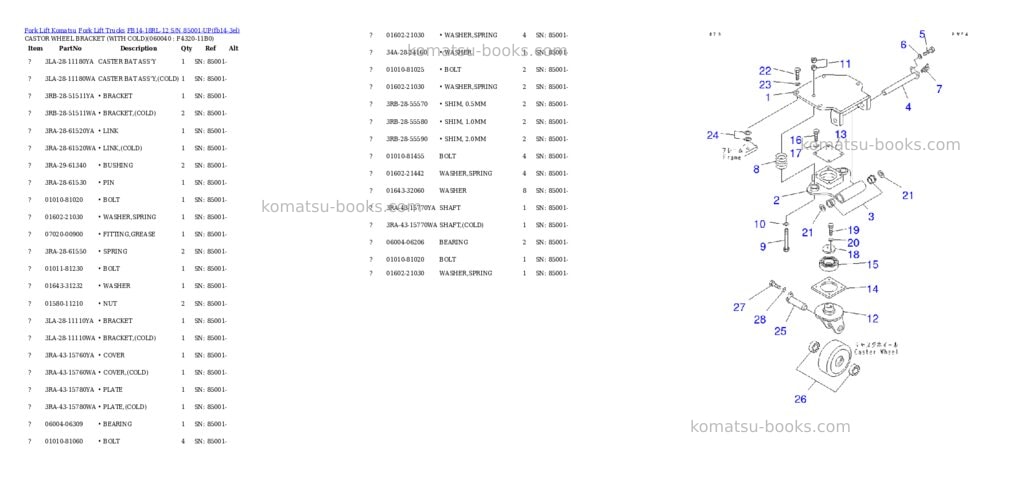 Komatsu fb14-18rl-12 s/n 85001-up Parts catalog cover Page 8 Komatsu fb14-18rl-12 s/n 85001-up Parts catalog cover Page 8