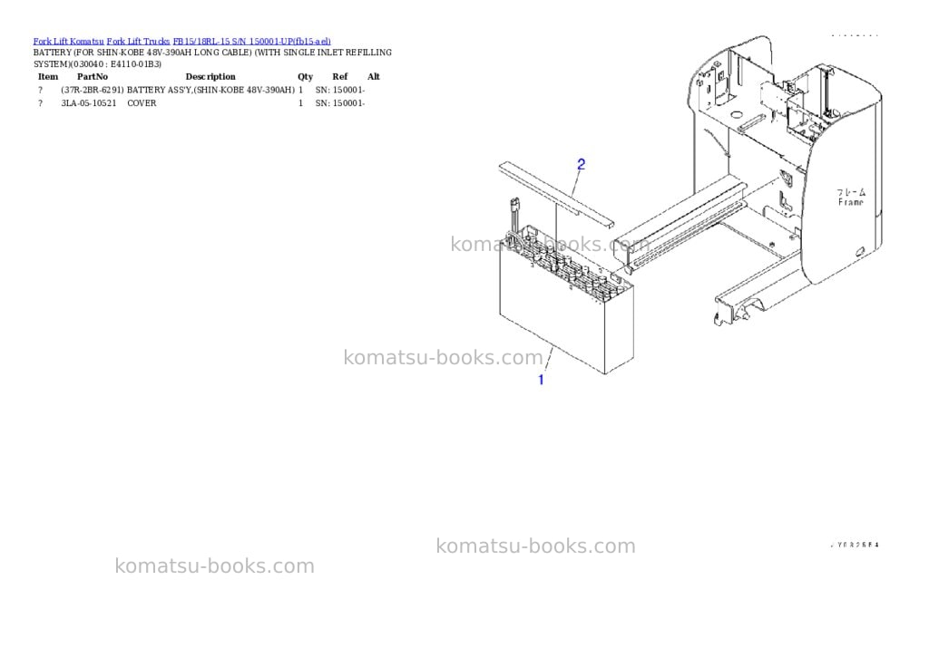 Komatsu FB15/18RL-15 S/N 150001-UP Parts catalog cover Page 3 Komatsu FB15/18RL-15 S/N 150001-UP Parts catalog cover Page 3