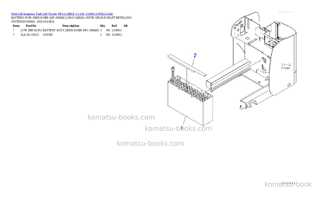 Komatsu FB15/18RLF-15 S/N 150001-UP Parts catalog cover Page 3 Komatsu FB15/18RLF-15 S/N 150001-UP Parts catalog cover Page 3