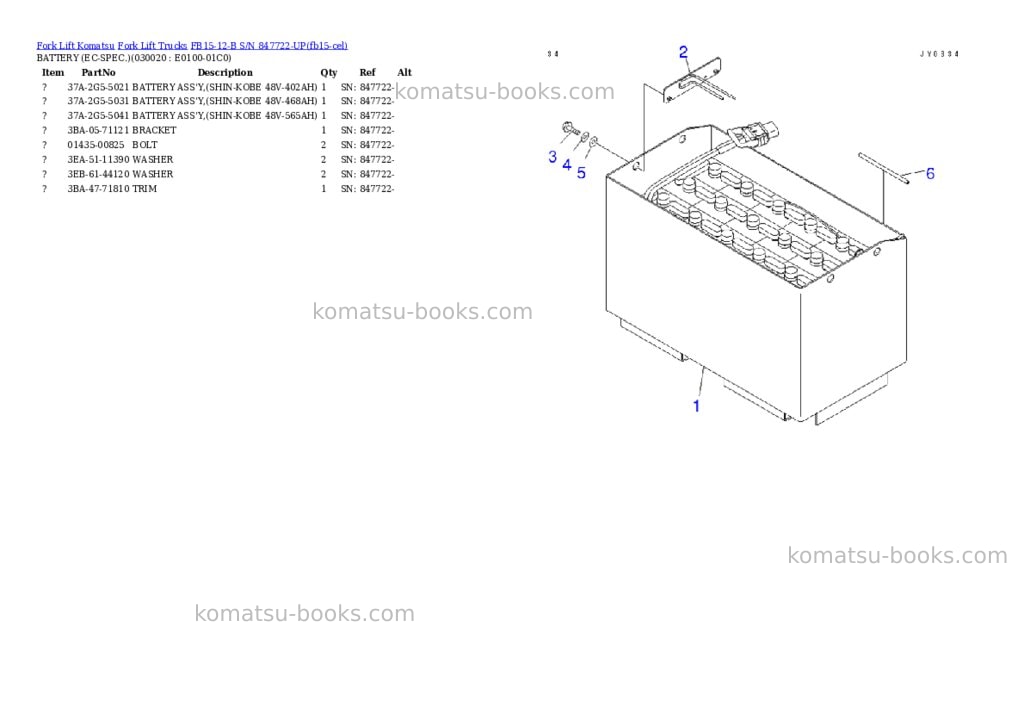 Komatsu FB15-12-B S/N 847722-UP Parts catalog cover Komatsu FB15-12-B S/N 847722-UP Parts catalog cover