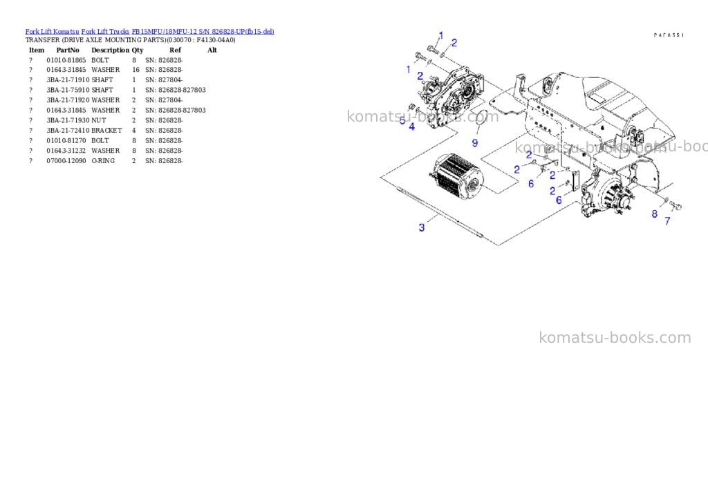 Komatsu FB15MFU/18MFU-12 S/N 826828-UP Parts catalog cover