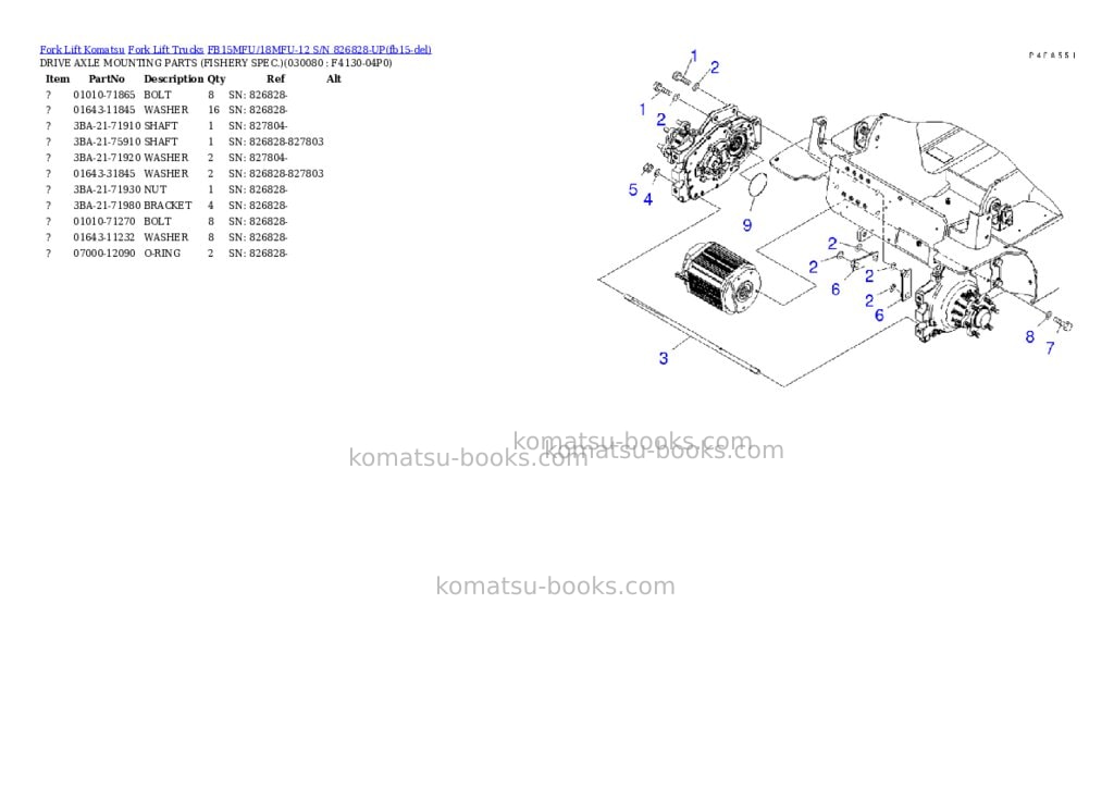 Komatsu FB15MFU/18MFU-12 S/N 826828-UP Parts catalog cover Page 2