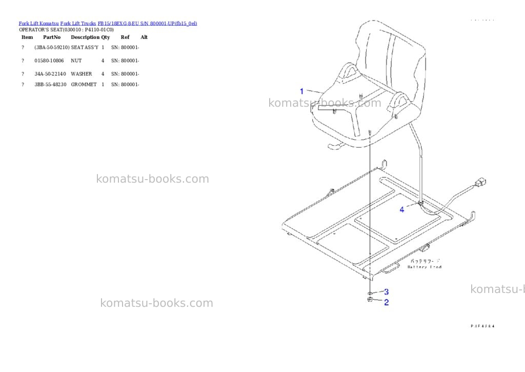 Komatsu fb15/18exg-8-eu s/n 800001-up Parts catalog cover Komatsu fb15/18exg-8-eu s/n 800001-up Parts catalog cover