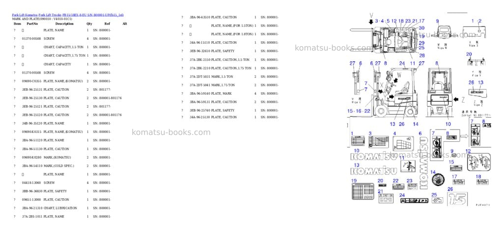 Komatsu fb15/18ex-8-eu s/n 800001-up Parts catalog cover Page 9