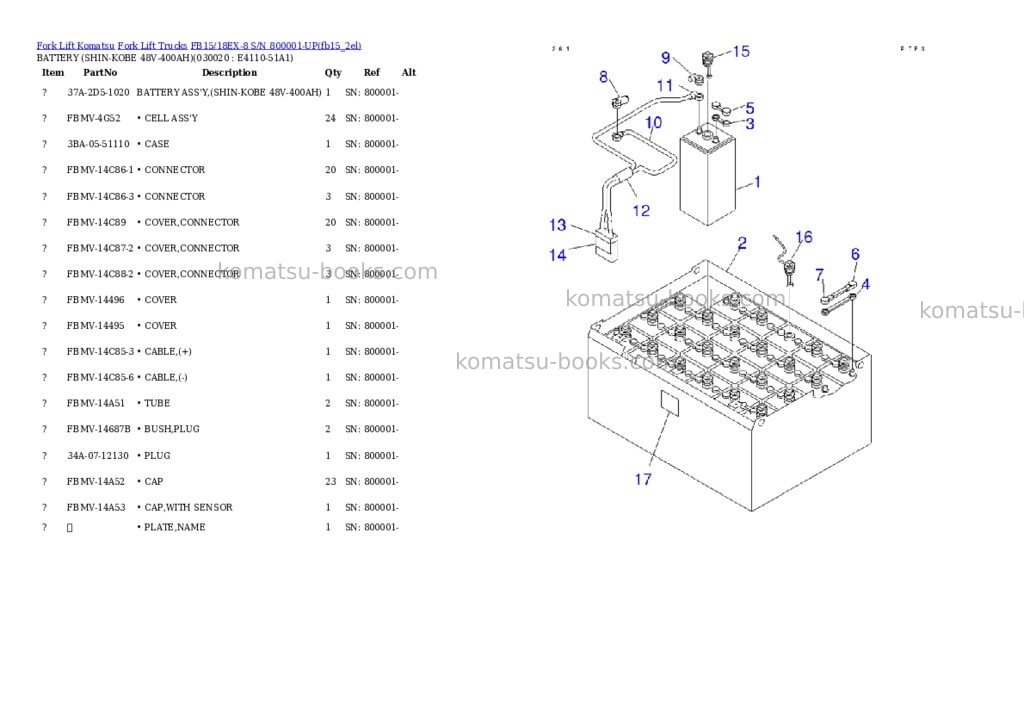 Komatsu fb15/18ex-8 s/n 800001-up Parts catalog cover