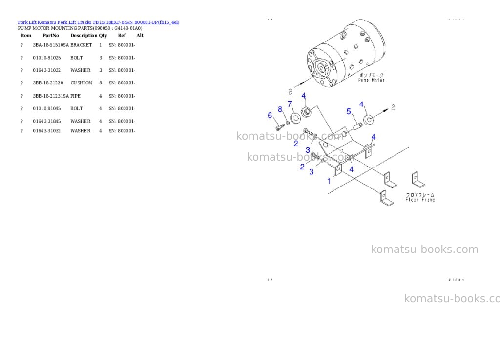 Komatsu fb15/18exf-8 s/n 800001-up Parts catalog cover Page 10 Komatsu fb15/18exf-8 s/n 800001-up Parts catalog cover Page 10