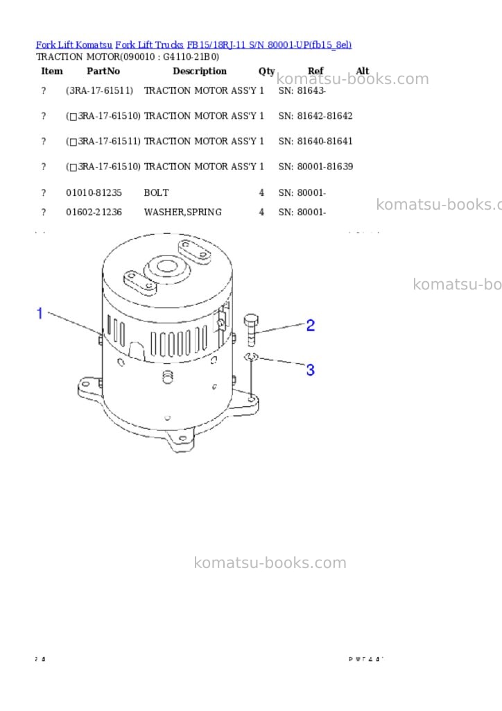 Komatsu fb15/18rj-11 s/n 80001-up Parts catalog cover Page 6 Komatsu fb15/18rj-11 s/n 80001-up Parts catalog cover Page 6