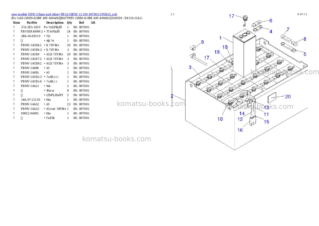 Komatsu fb15/18exf-11 s/n 807001-up Parts catalog cover Komatsu fb15/18exf-11 s/n 807001-up Parts catalog cover