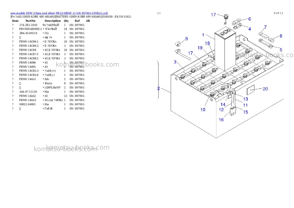 Komatsu fb15/18exf-11 s/n 807001-up Parts catalog cover Page 2 Komatsu fb15/18exf-11 s/n 807001-up Parts catalog cover Page 2