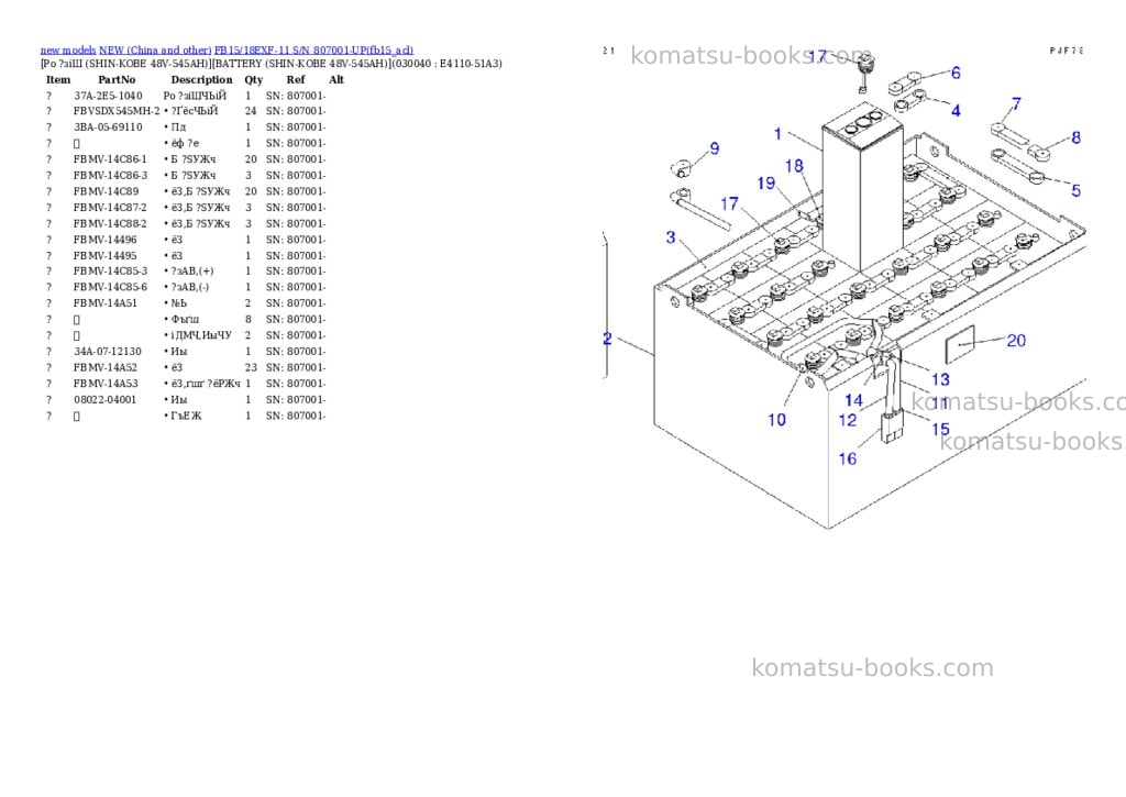 Komatsu fb15/18exf-11 s/n 807001-up Parts catalog cover Page 3 Komatsu fb15/18exf-11 s/n 807001-up Parts catalog cover Page 3