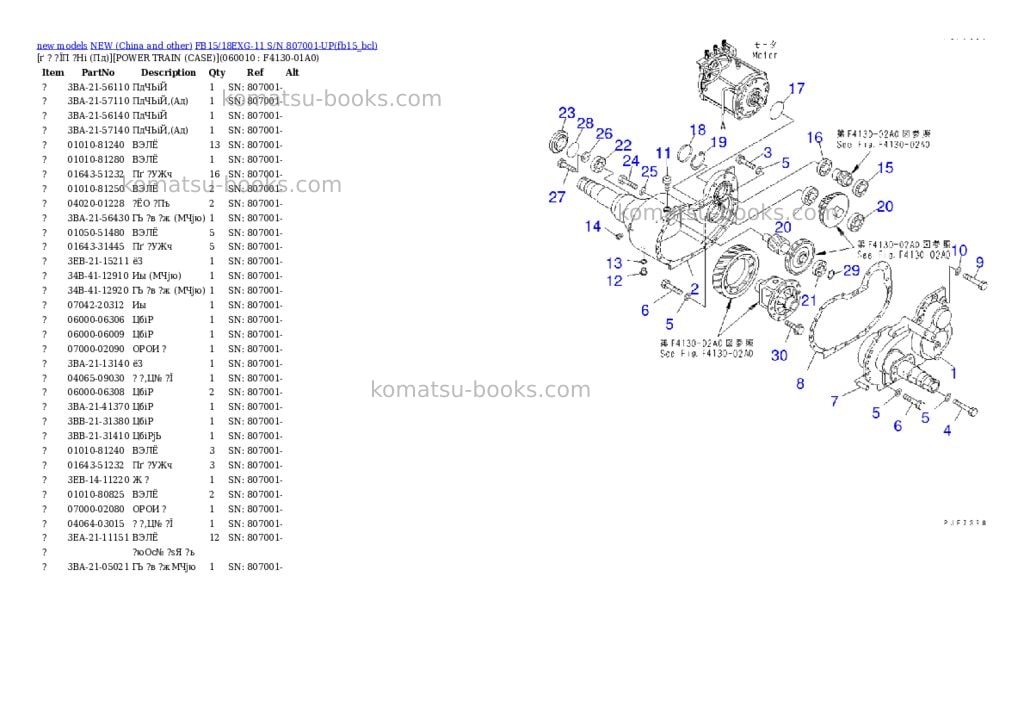 Komatsu fb15/18exg-11 s/n 807001-up Parts catalog cover