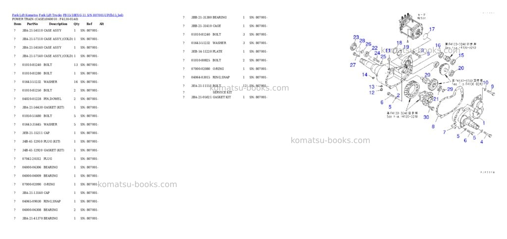 Komatsu FB15/18EXG-11 S/N 807001-UP Parts catalog cover