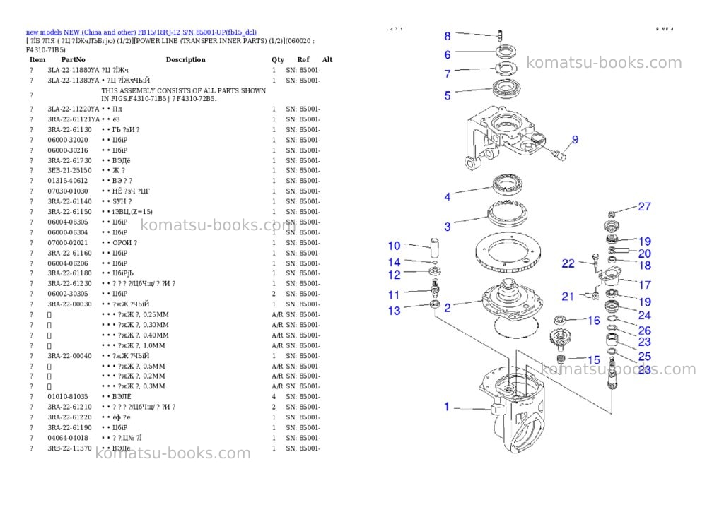 Komatsu fb15/18rj-12 s/n 85001-up Parts catalog cover Page 5