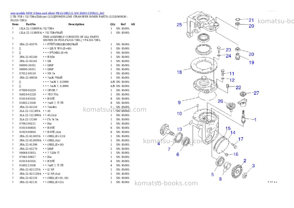 Komatsu fb15/18rj-12 s/n 85001-up Parts catalog cover Page 6