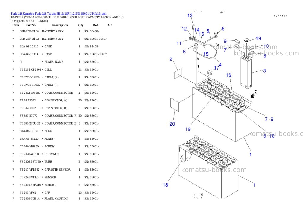 Komatsu FB15/18RJ-12 S/N 85001-UP Parts catalog cover