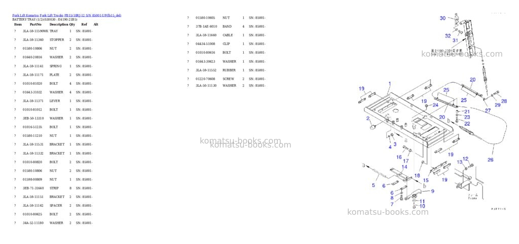 Komatsu FB15/18RJ-12 S/N 85001-UP Parts catalog cover Page 2