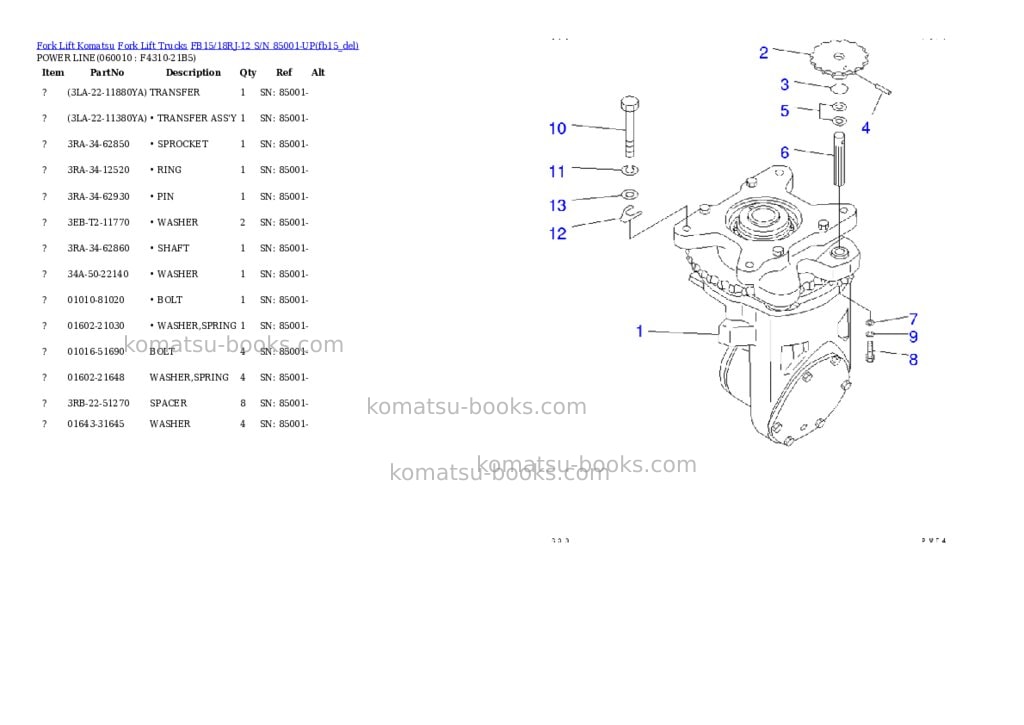 Komatsu FB15/18RJ-12 S/N 85001-UP Parts catalog cover Page 4