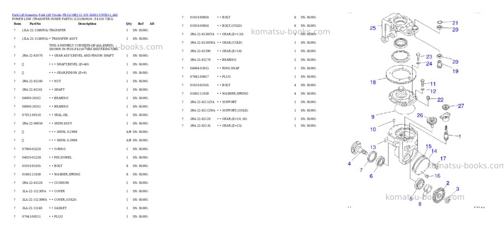 Komatsu FB15/18RJ-12 S/N 85001-UP Parts catalog cover Page 6