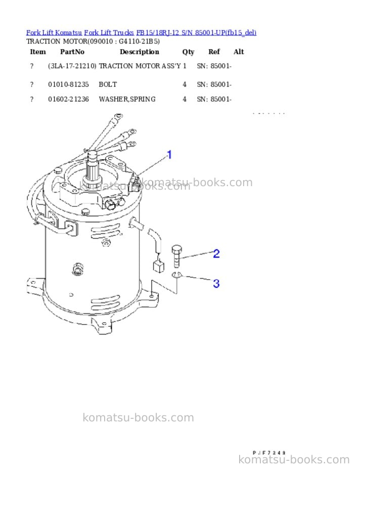 Komatsu FB15/18RJ-12 S/N 85001-UP Parts catalog cover Page 7