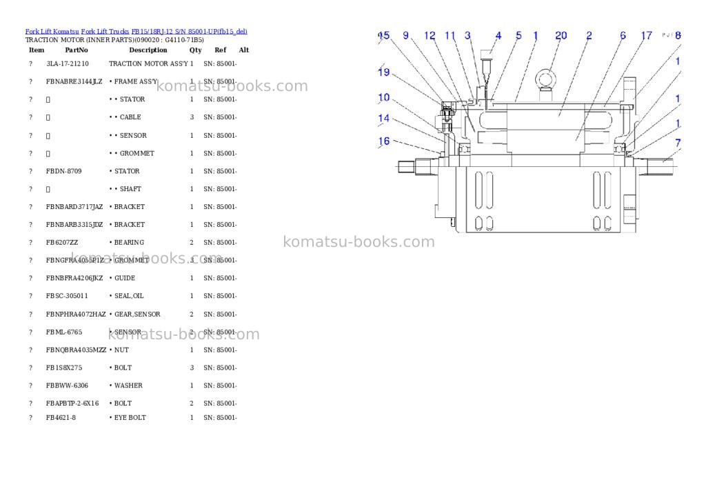 Komatsu FB15/18RJ-12 S/N 85001-UP Parts catalog cover Page 8