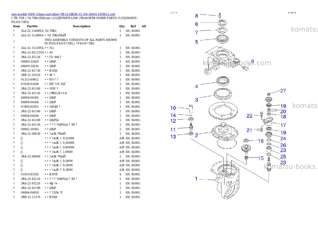 Komatsu fb15/18rjw-12 s/n 85001-up Parts catalog cover Page 3