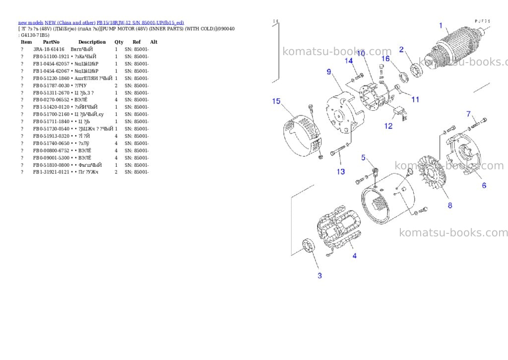 Komatsu fb15/18rjw-12 s/n 85001-up Parts catalog cover Page 8