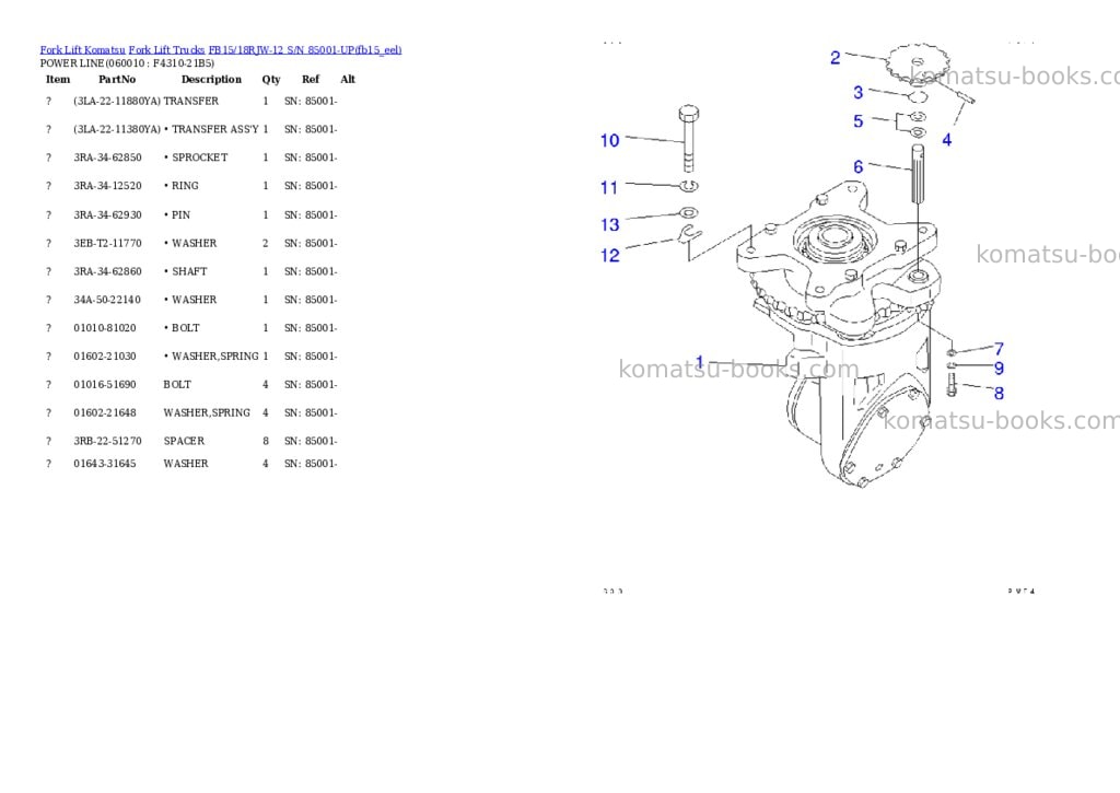Komatsu FB15/18RJW-12 S/N 85001-UP Parts catalog cover Page 2
