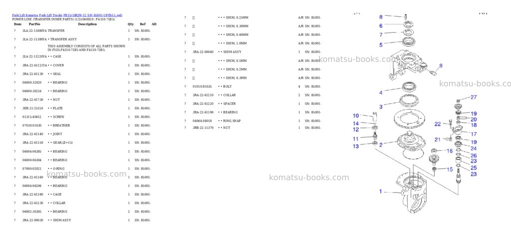 Komatsu FB15/18RJW-12 S/N 85001-UP Parts catalog cover Page 3