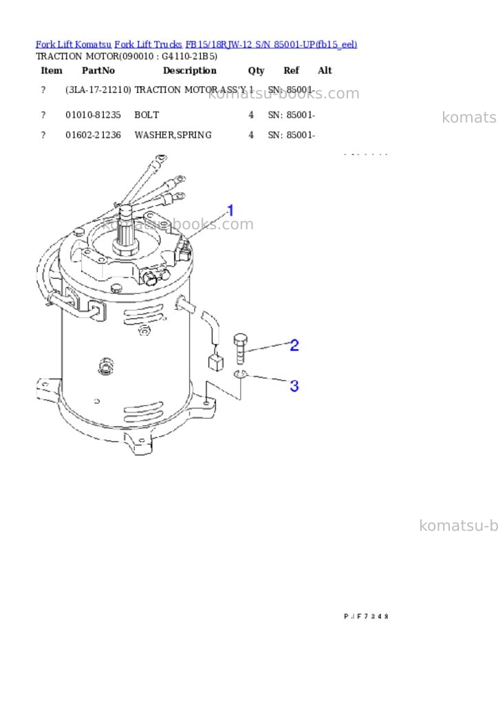 Komatsu FB15/18RJW-12 S/N 85001-UP Parts catalog cover Page 5