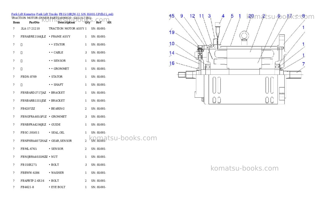 Komatsu FB15/18RJW-12 S/N 85001-UP Parts catalog cover Page 6