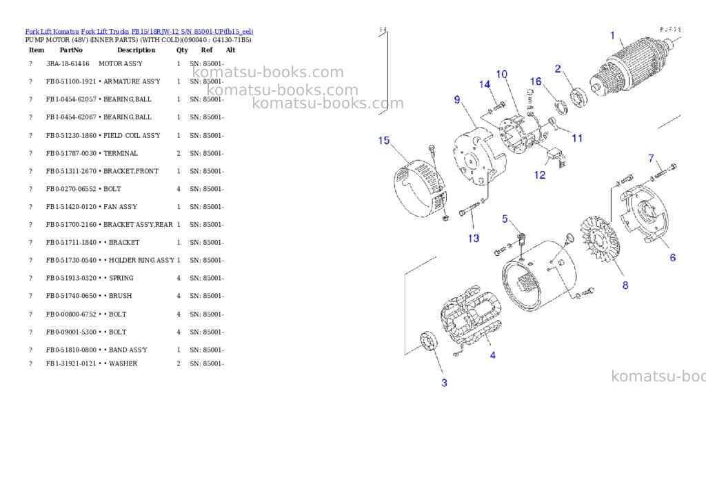Komatsu FB15/18RJW-12 S/N 85001-UP Parts catalog cover Page 8