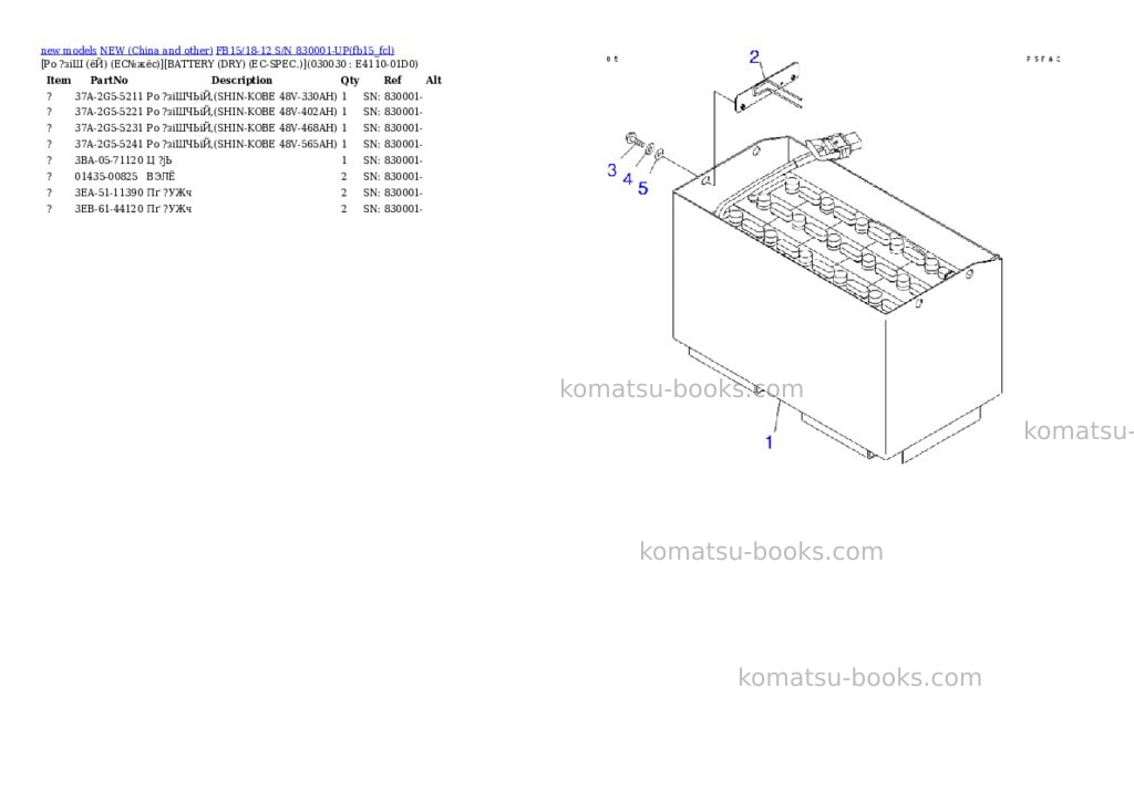 Komatsu fb15/18-12 s/n 830001-up Parts catalog cover Page 2