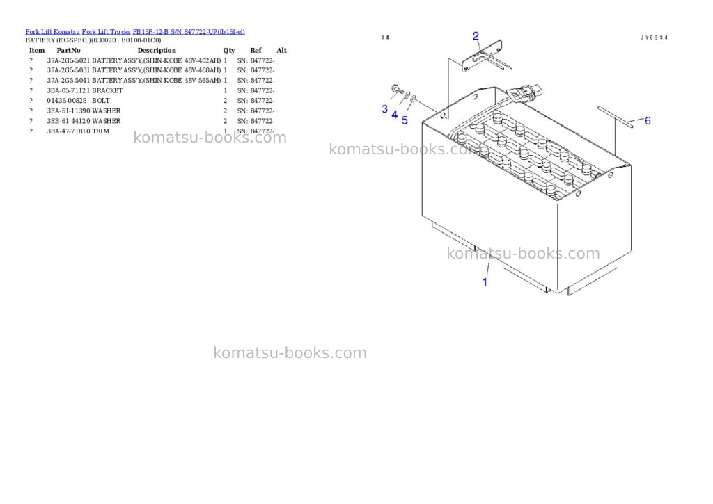 Komatsu FB15F-12-B S/N 847722-UP Parts catalog cover Komatsu FB15F-12-B S/N 847722-UP Parts catalog cover
