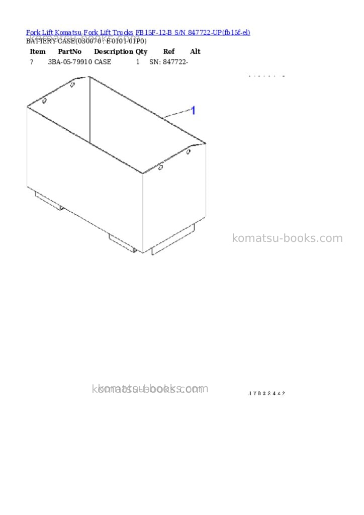 Komatsu FB15F-12-B S/N 847722-UP Parts catalog cover Page 6 Komatsu FB15F-12-B S/N 847722-UP Parts catalog cover Page 6