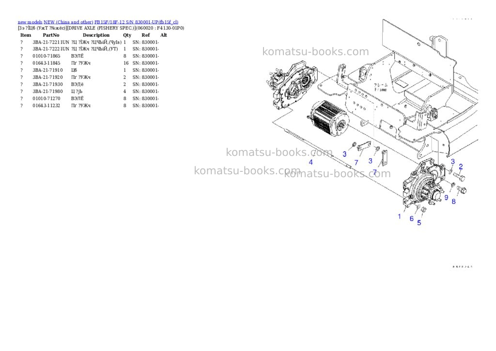 Komatsu fb15f/18f-12 s/n 830001-up Parts catalog cover Page 7 Komatsu fb15f/18f-12 s/n 830001-up Parts catalog cover Page 7
