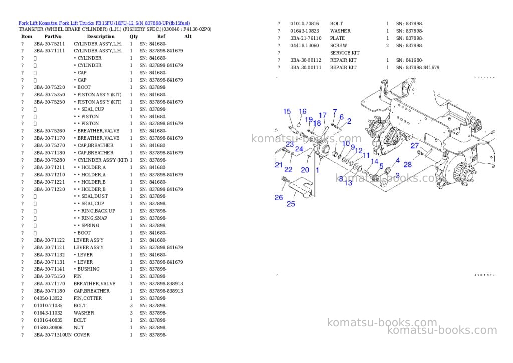 Komatsu FB15FU/18FU-12 S/N 837898-UP Parts catalog cover Page 3