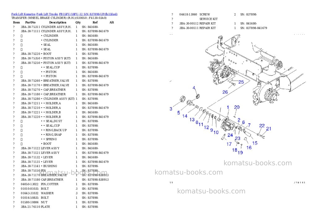 Komatsu FB15FU/18FU-12 S/N 837898-UP Parts catalog cover Page 4