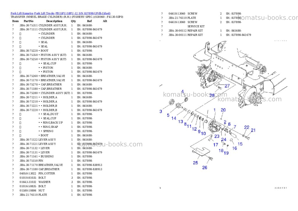 Komatsu FB15FU/18FU-12 S/N 837898-UP Parts catalog cover Page 5